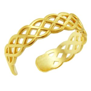 10k yellow gold celtic knot band adjustable mid knuckle ring