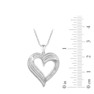 Amazon Collection women Sterling Silver Diamond Heart Pendant Necklace (1/2 cttw), 18"