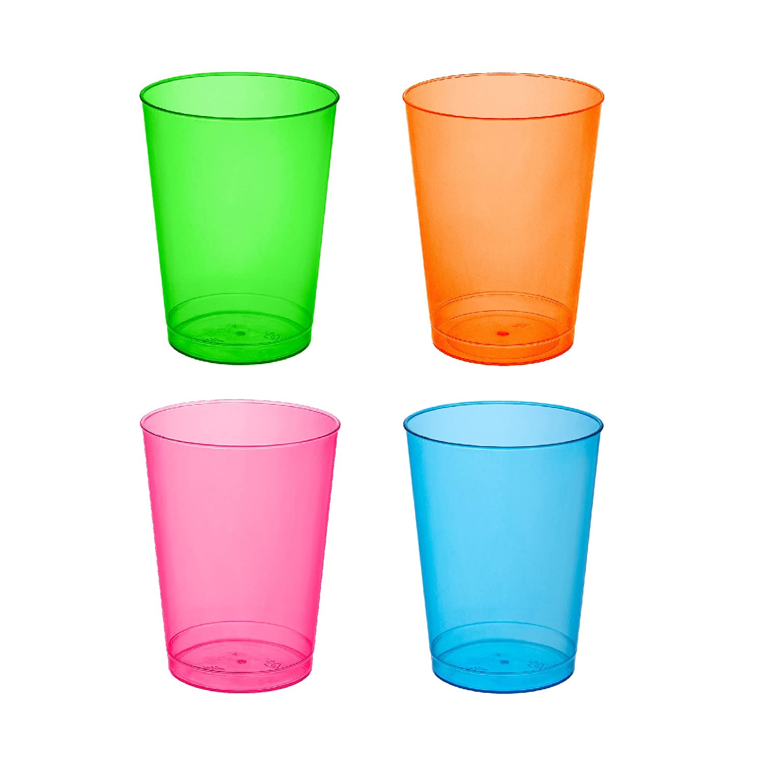 Party Essentials Hard Plastic 10-Ounce Party Cups/Drinking Glasses/Tall Tumblers, 25-Count, Assorted Neon