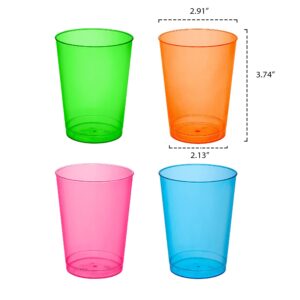 Party Essentials Hard Plastic 10-Ounce Party Cups/Drinking Glasses/Tall Tumblers, 25-Count, Assorted Neon