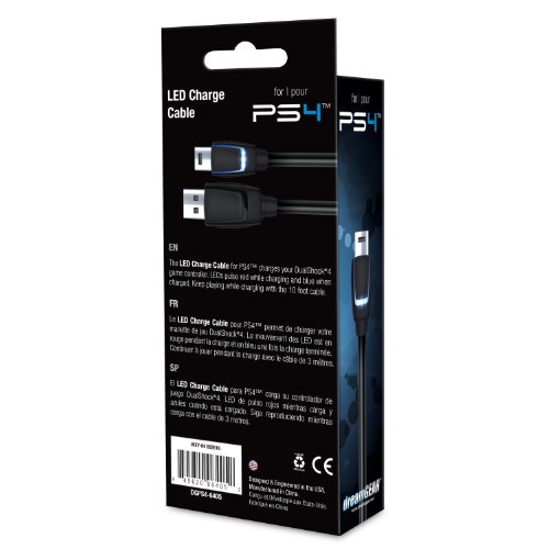 dreamGEAR – PS4 LED Charge Cable for DualShock4 Controllers – LEDs Indicate When Charging and Charged