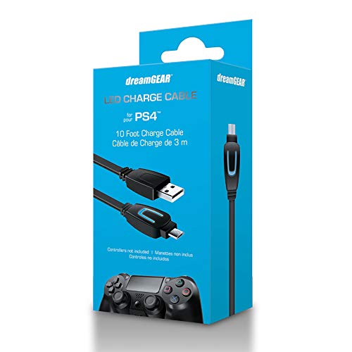 dreamGEAR – PS4 LED Charge Cable for DualShock4 Controllers – LEDs Indicate When Charging and Charged