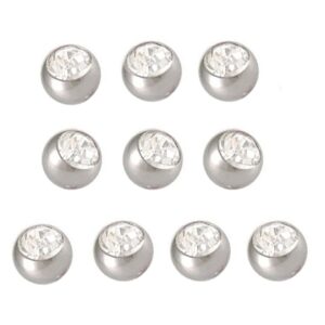 10 Replacement Belly Ring Clear Swarovski cz gem Top Ball Balls 5mm Silver 10pcs Navel Button Piercing bar Body Jewelry 14g