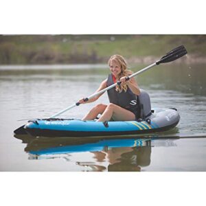 Sevylor QuickPak K1 1-Person Inflatable Kayak, Kayak Folds into Backpack with 5-Minute Setup, 21-Gauge PVC Construction; Hand Pump & Paddle Included