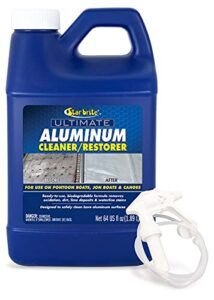 star brite ultimate aluminum cleaner & restorer - aluminum boat cleaner - perfect for pontoon boats, jon boats & canoes 64 oz with sprayer (087764)