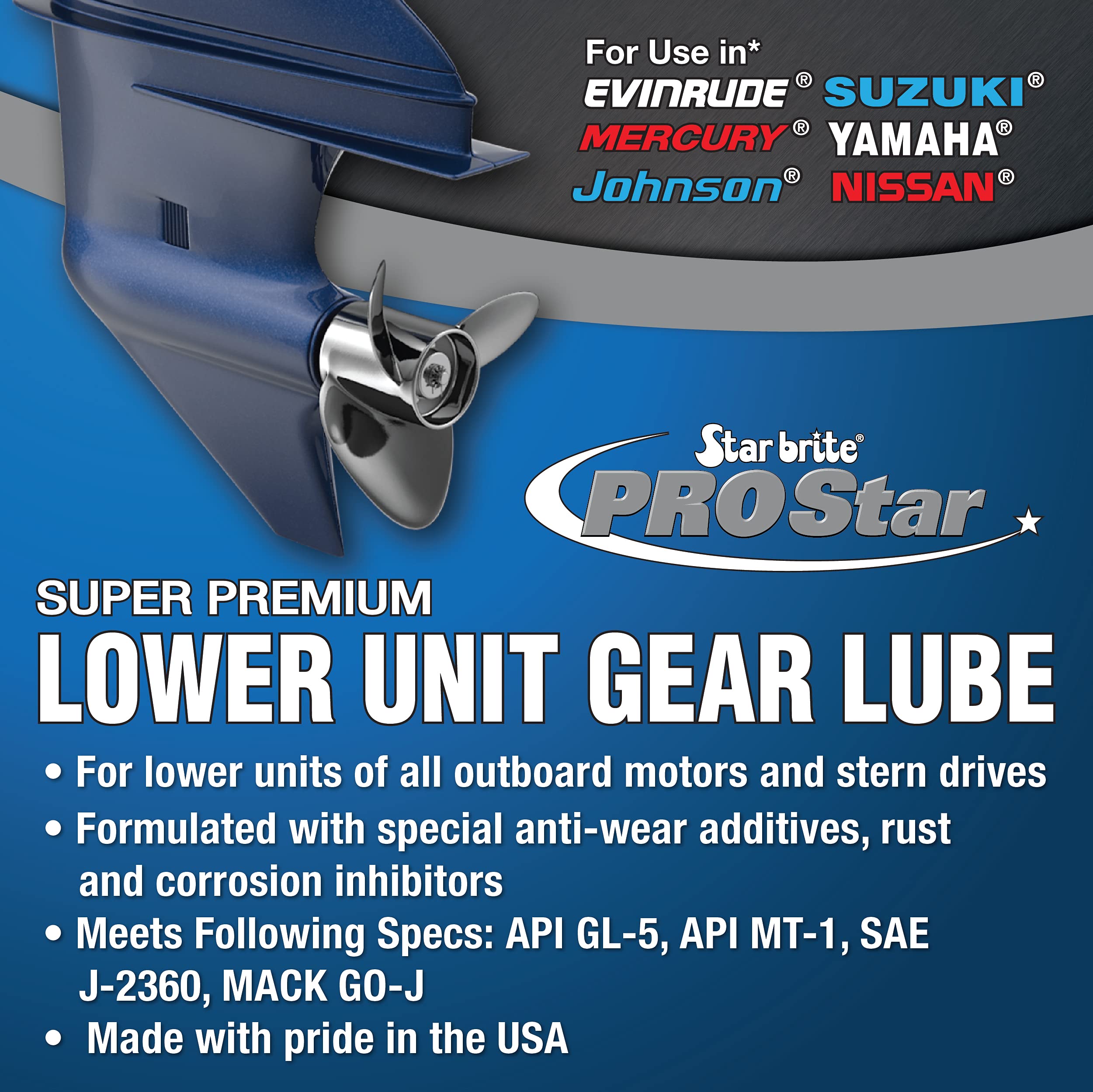 STAR BRITE PRO Star Synthetic Blend Lower 80W90 Unit Gear Lube - Marine Grade, High Viscosity Gear Oil for Outboard Motors, 128 Ounce Gallon (027200)