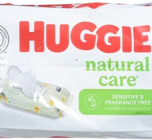 Sensitive Baby Wipes, Huggies Natural Care Baby Diaper Wipes, Unscented, Hypoallergenic, 99% Purified Water, 3 Flip-Top Packs (168 Wipes Total)