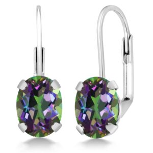 Gem Stone King 925 Sterling Silver Genuine Gemstone Birthstone Leverback Earrings | Oval 8X6MM Drop Dangle Earrings for Women