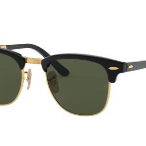 Ray-Ban RB2176 Clubmaster Folding Square Sunglasses, Black/G-15 Green, 51 mm