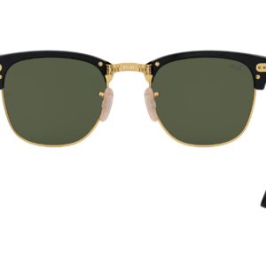 Ray-Ban RB2176 Clubmaster Folding Square Sunglasses, Black/G-15 Green, 51 mm