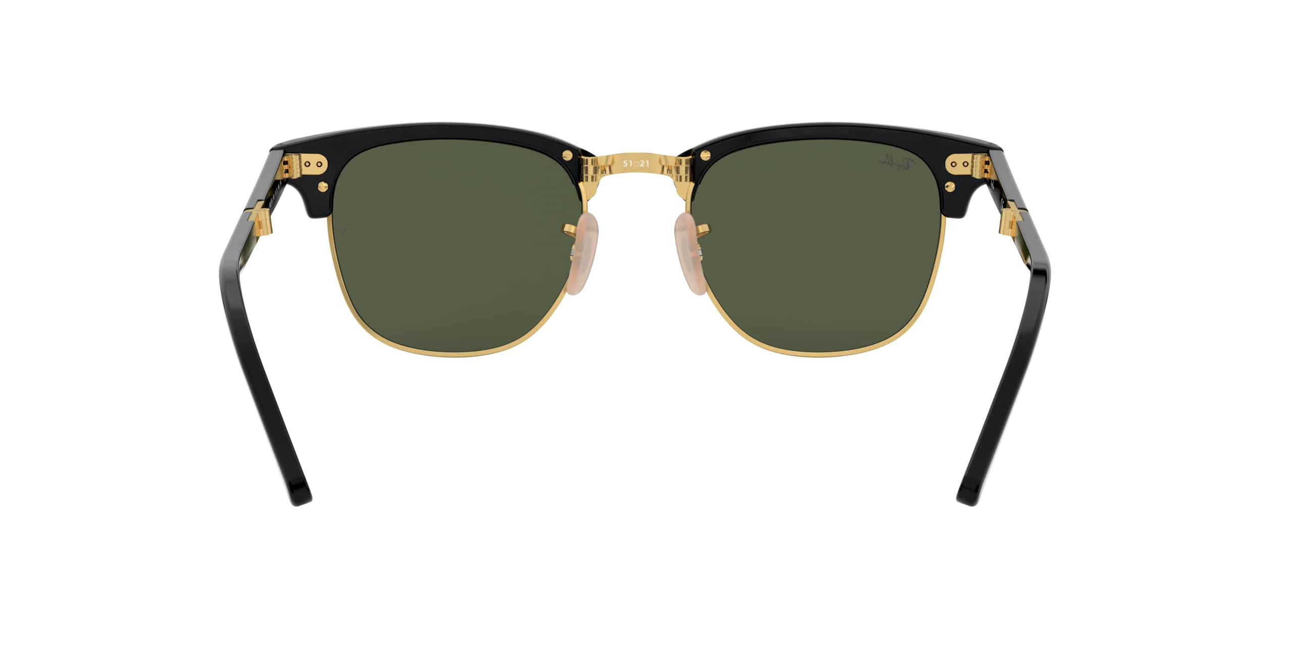 Ray-Ban RB2176 Clubmaster Folding Square Sunglasses, Black/G-15 Green, 51 mm