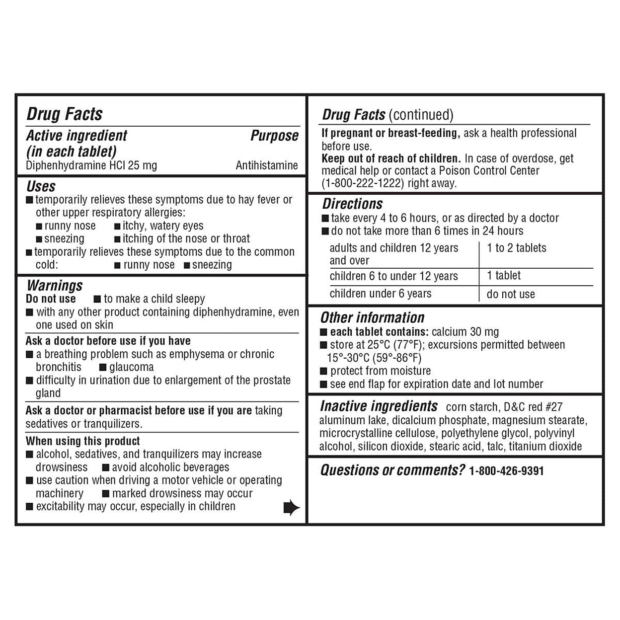 Diphenhydramine HCI 25 Mg - Kirkland Brand - Allergy Medicine and AntihistamineCompare to Active Ingredient of Benadryl® Allergy Generic - 600 Count Personal Healthcare / Health Care