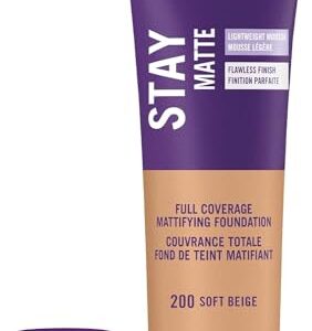 Rimmel London Stay Matte Liquid Mousse - 200 Soft Beige - Foundation, Lightweight, Shine Control, Oil-Free, 1oz