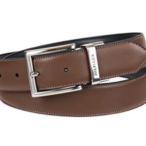 Tommy Hilfiger Men's Reversible Belt, Black/Brown Silver, 36