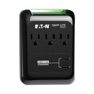 Tripp Lite 3 Outlet Portable Surge Protector Power Strip, Direct Plug in, 2 USB, & $5,000 Insurance (SK30USB) Black