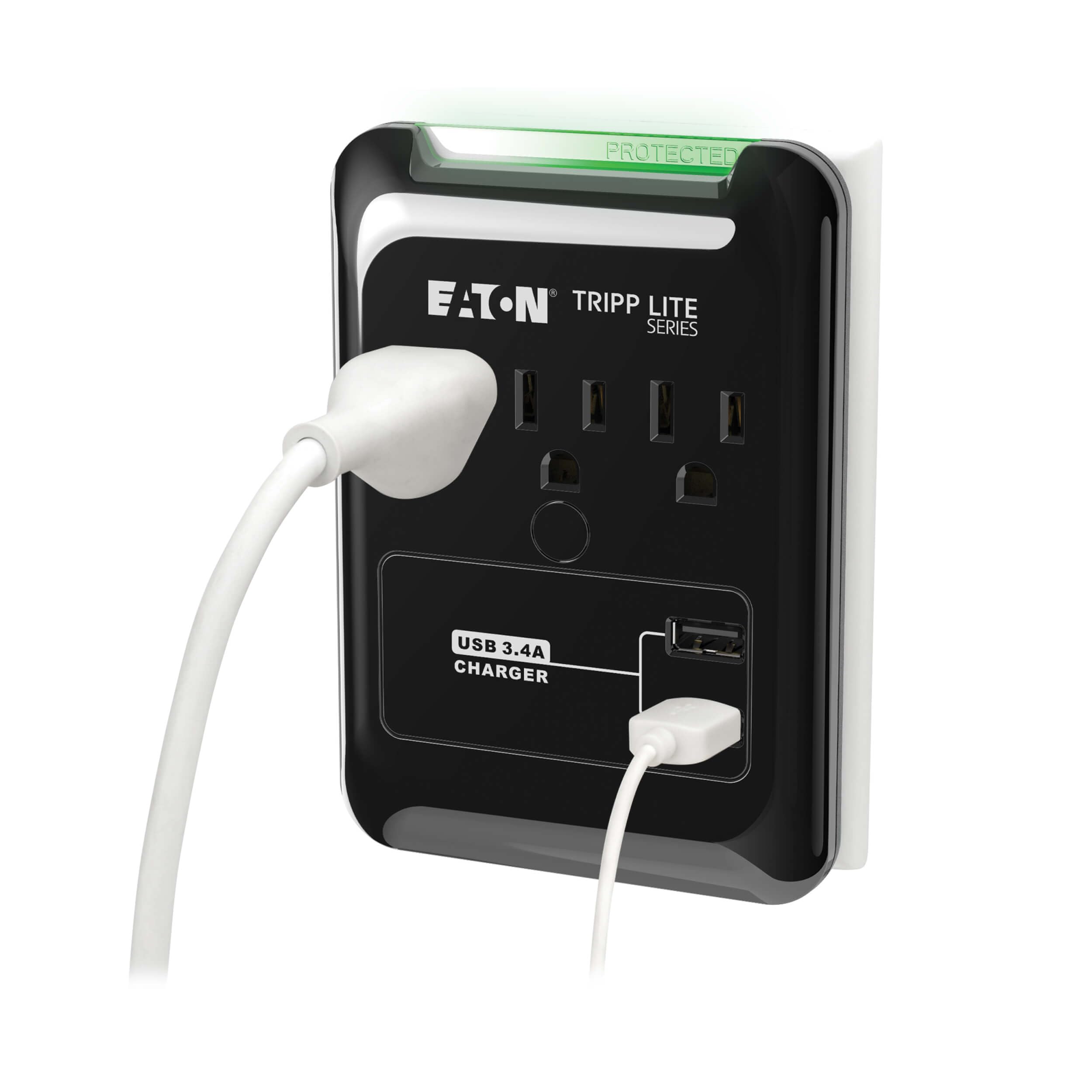 Tripp Lite 3 Outlet Portable Surge Protector Power Strip, Direct Plug in, 2 USB, & $5,000 Insurance (SK30USB) Black