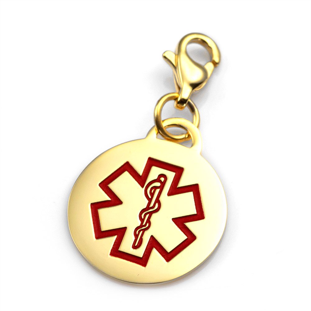 StickyJ USA Gold Medical Alert Round Charm