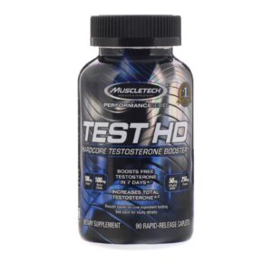 muscletech performance series, test hd, hardcore testosterone booster, 90 rapid-release caplets