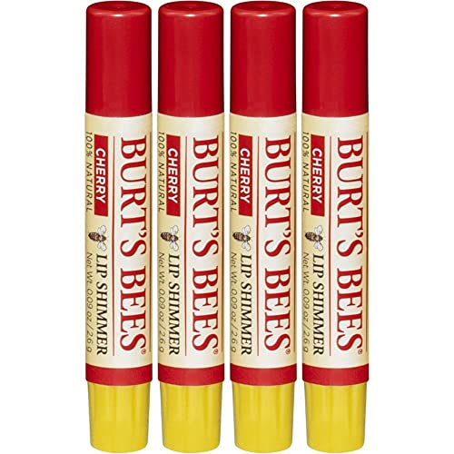 Burt's Bees Lip Shimmer, Cherry 0.09 Ounce (Pack of 4)