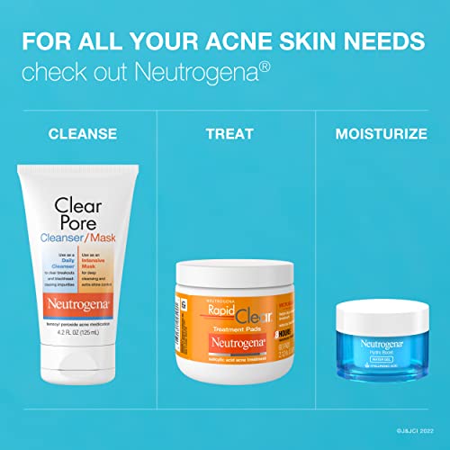 Neutrogena Clear Pore 2 in 1 Facial Cleanser/Face Mask with Kaolin & Bentonite Clay & 3.5% Benzoyl Peroxide Acne Treatment Medication, Daily Face Wash & Shine Control Clay Mask, 4.2 fl. Oz (Pack of 6)