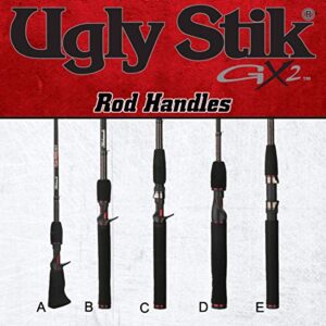 Shakespeare Ugly Stik 6’6” GX2 Casting Rod, One Piece Casting Rod, 10-25lb Line Rating, Medium Heavy Rod Power, Moderate Fast Action, 1/4-3/4 oz. Lure Rating, BLACK