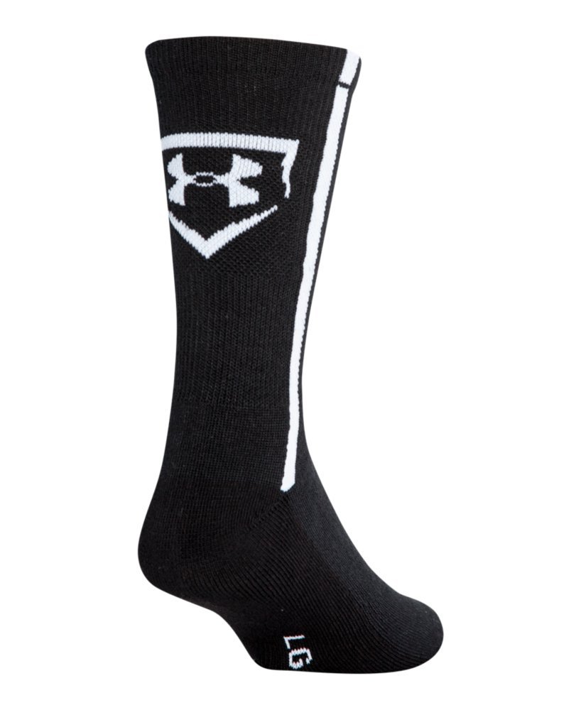 Under Armour Men's --Baseball Crew Socks (1 Pair), Black/White, Large