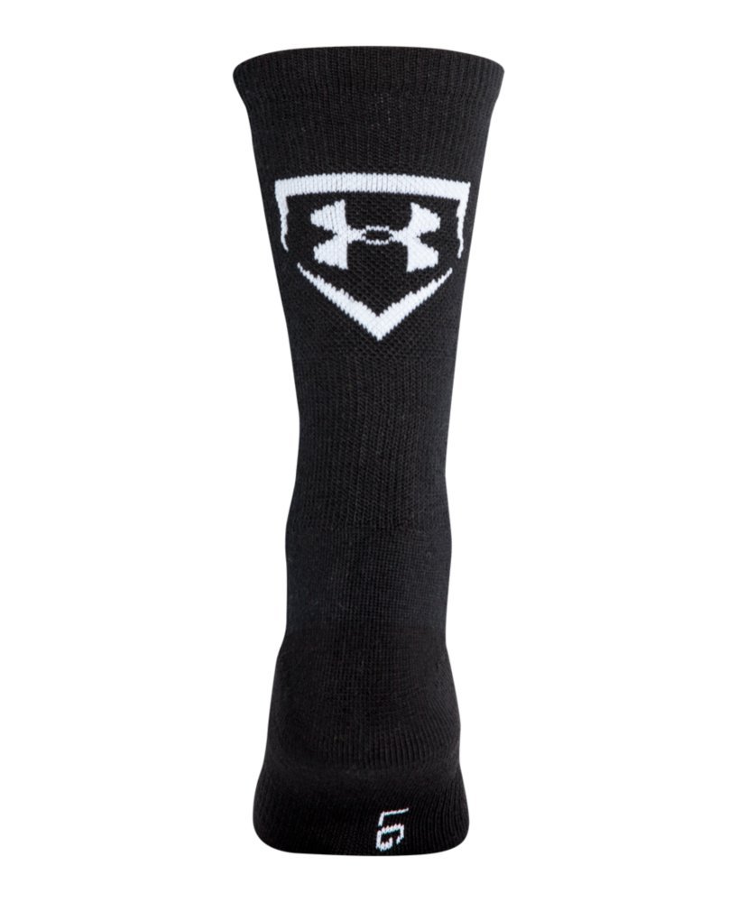 Under Armour Men's --Baseball Crew Socks (1 Pair), Black/White, Large