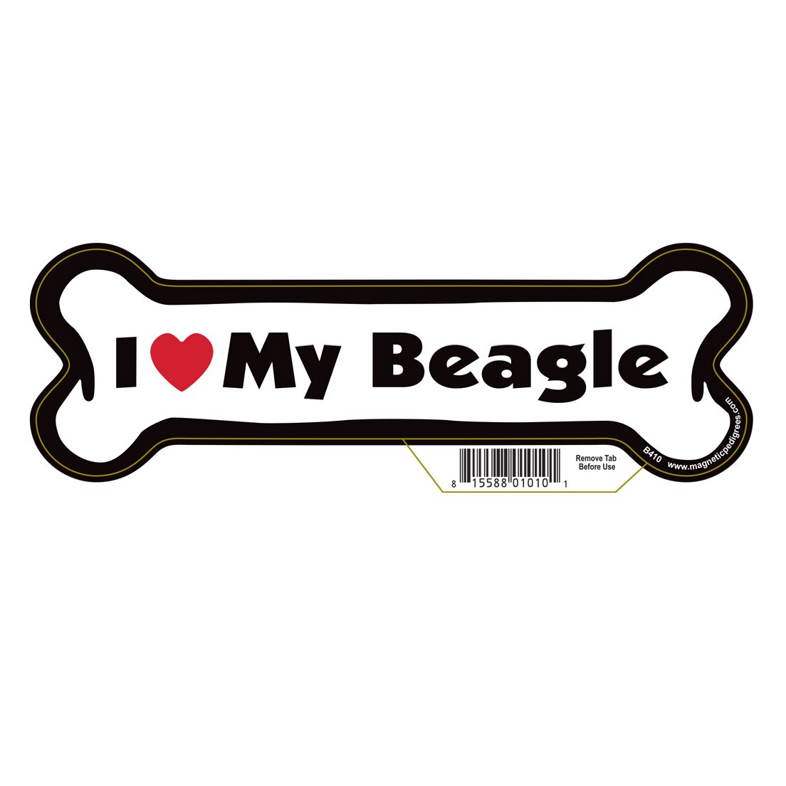 7" Dog Bone Magnet - Works Great on Cars, Refrigerators, Mailboxes and More (I Love My Beagle)