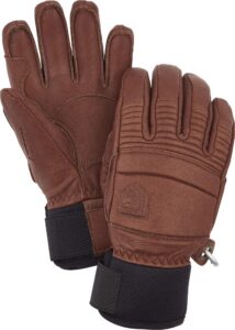 hestra mens ski gloves: fall line winter cold weather leather gloves, brown, 8