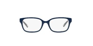 polo ralph lauren kids' pp8520 rectangular prescription eyewear frames, navy blue on white/crystal/demo lens, 46 mm