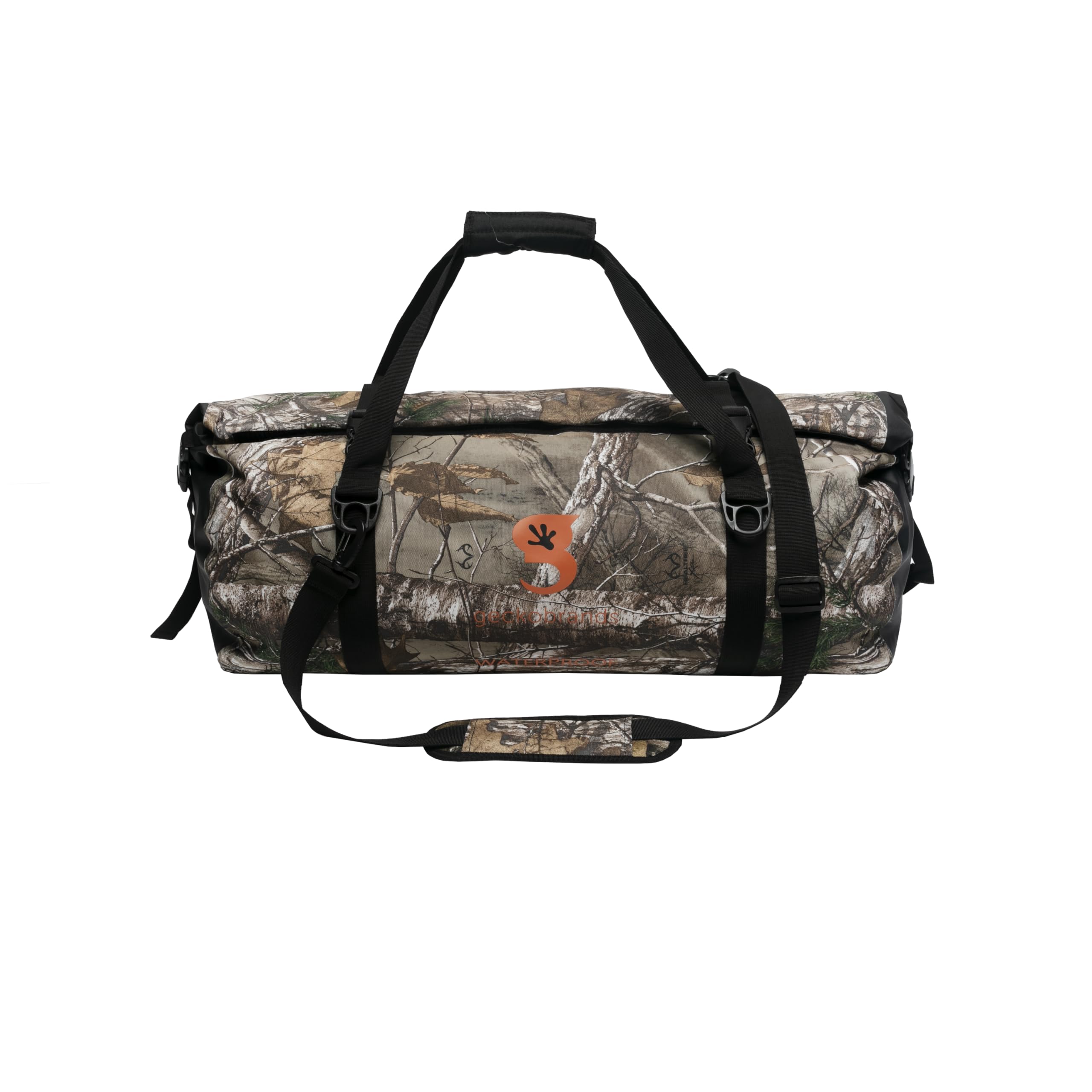 geckobrands Waterproof 50L Tarpaulin PVC Duffel Bag, Dry Bag, Shoulder Strap, 3 Interior Pocketsl, Realtree Edge Camo