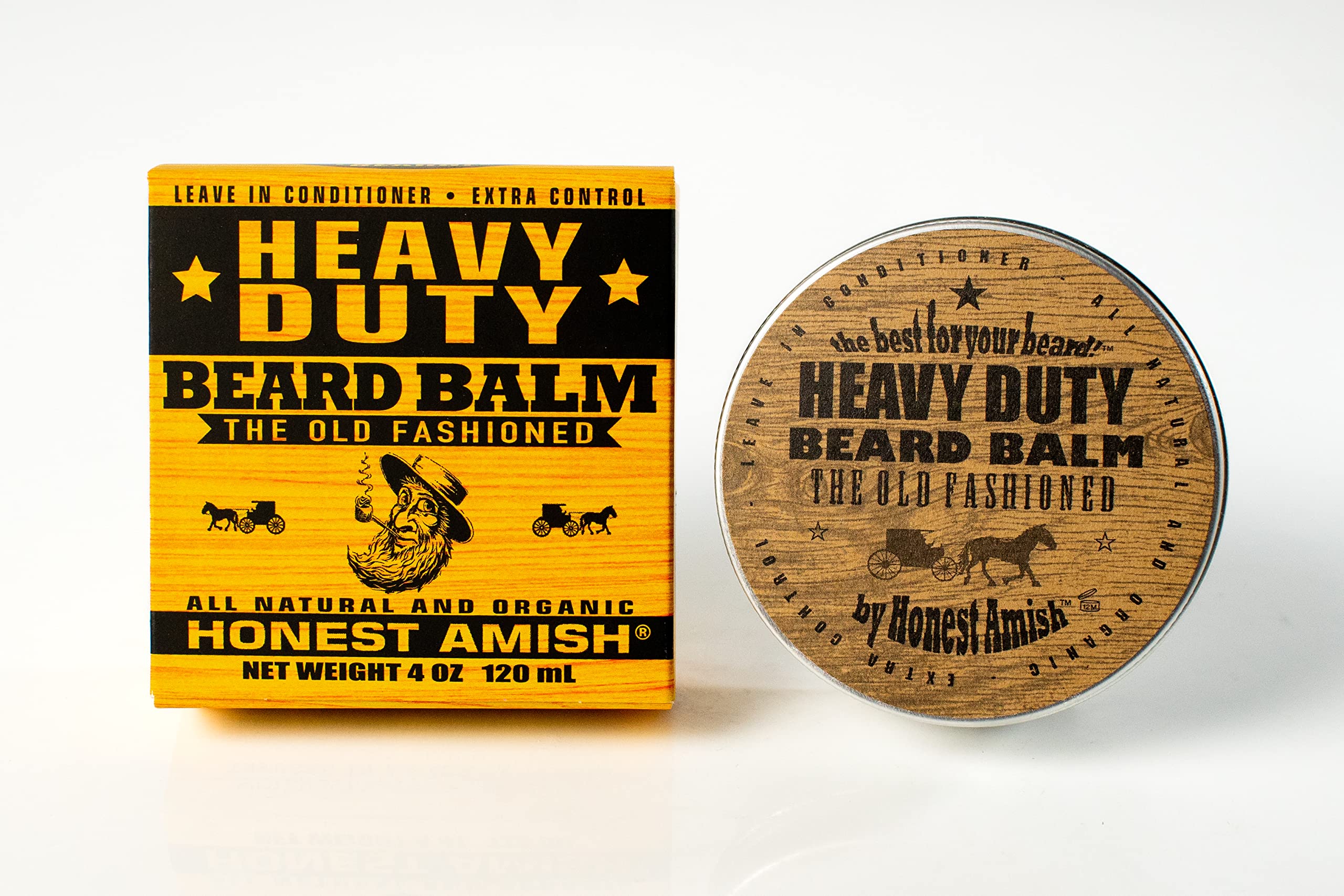 Honest Amish Heavy Duty Beard Balm -New Large 4 Ounce Twist Tin