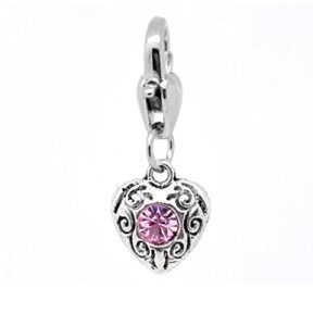 sexy sparkles clip-on birthstone rhinestone heart charms