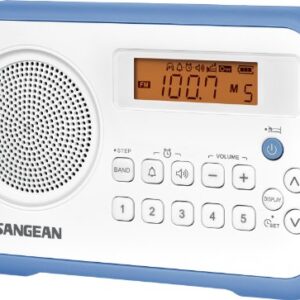 Sangean PR-D18BU AM /FM / Portable Digital Radio with Protective Bumper (White/Blue)