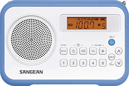 Sangean PR-D18BU AM /FM / Portable Digital Radio with Protective Bumper (White/Blue)