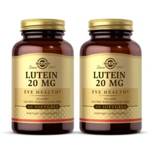 SOLGAR Lutein 20 mg - 60 Softgels, Pack of 2 - Eye Health - Gluten Free, Dairy Free - 120 Total Servings