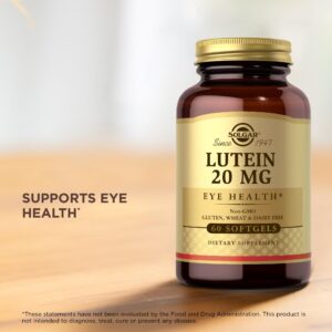 SOLGAR Lutein 20 mg - 60 Softgels, Pack of 2 - Eye Health - Gluten Free, Dairy Free - 120 Total Servings