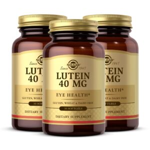 SOLGAR Lutein 40 mg - 30 Softgels, Pack of 3 - Supports Eye Health - Gluten Free, Dairy Free - 90 Total Servings