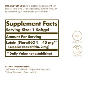 SOLGAR Lutein 40 mg - 30 Softgels, Pack of 3 - Supports Eye Health - Gluten Free, Dairy Free - 90 Total Servings