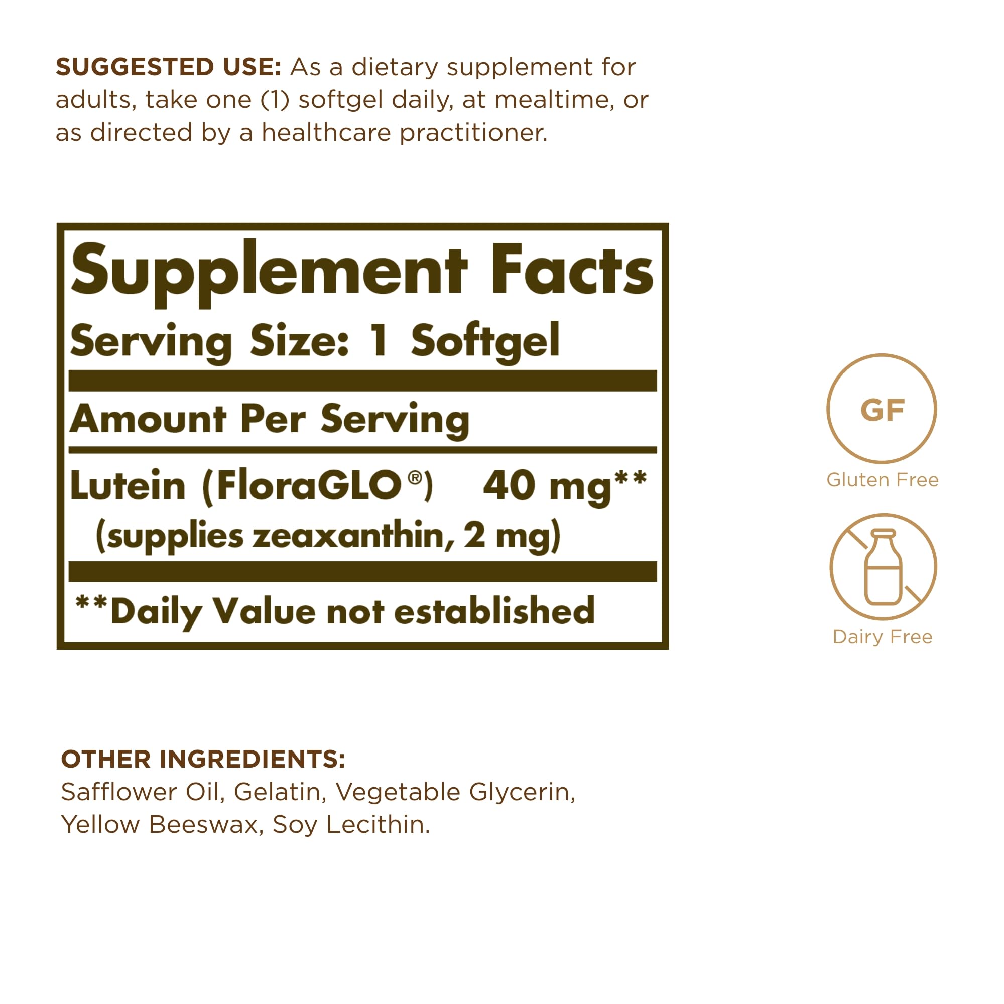 SOLGAR Lutein 40 mg - 30 Softgels, Pack of 3 - Supports Eye Health - Gluten Free, Dairy Free - 90 Total Servings