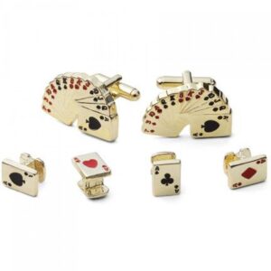 playing cards tuxedo studs and cufflinks gold trim