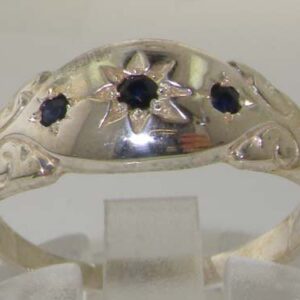 LetsBuyGold 925 Sterling Silver Natural Sapphire Womens Band Ring - Sizes 4 to 12 Available