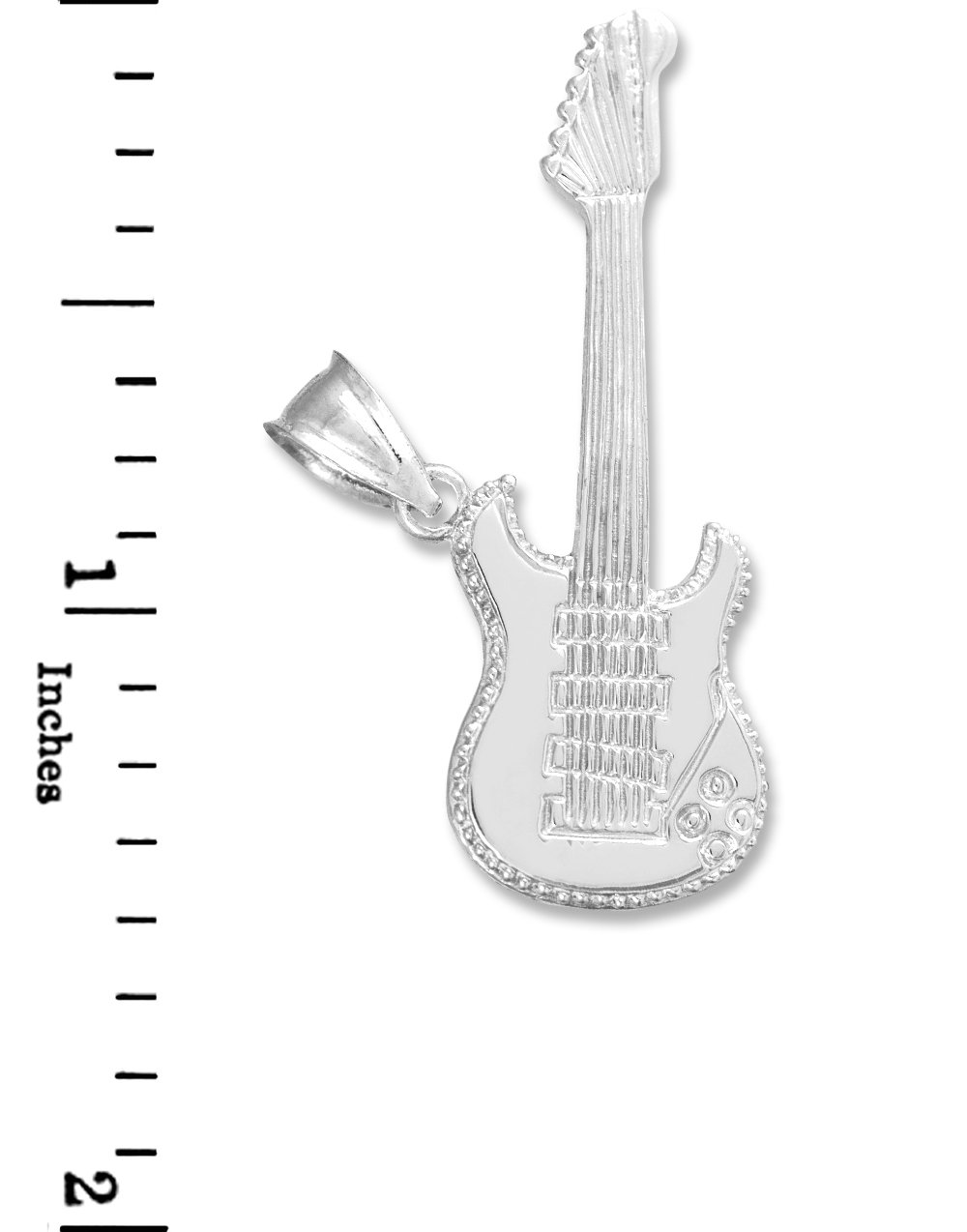 925 Sterling Silver Music Charm Electric Guitar Pendant