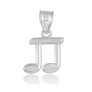 High Polish 925 Sterling Silver Music Charm Beamed Eighth Note Pendant