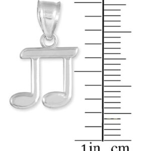 High Polish 925 Sterling Silver Music Charm Beamed Eighth Note Pendant