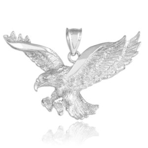 animal kingdom 14k white gold flying eagle pendant