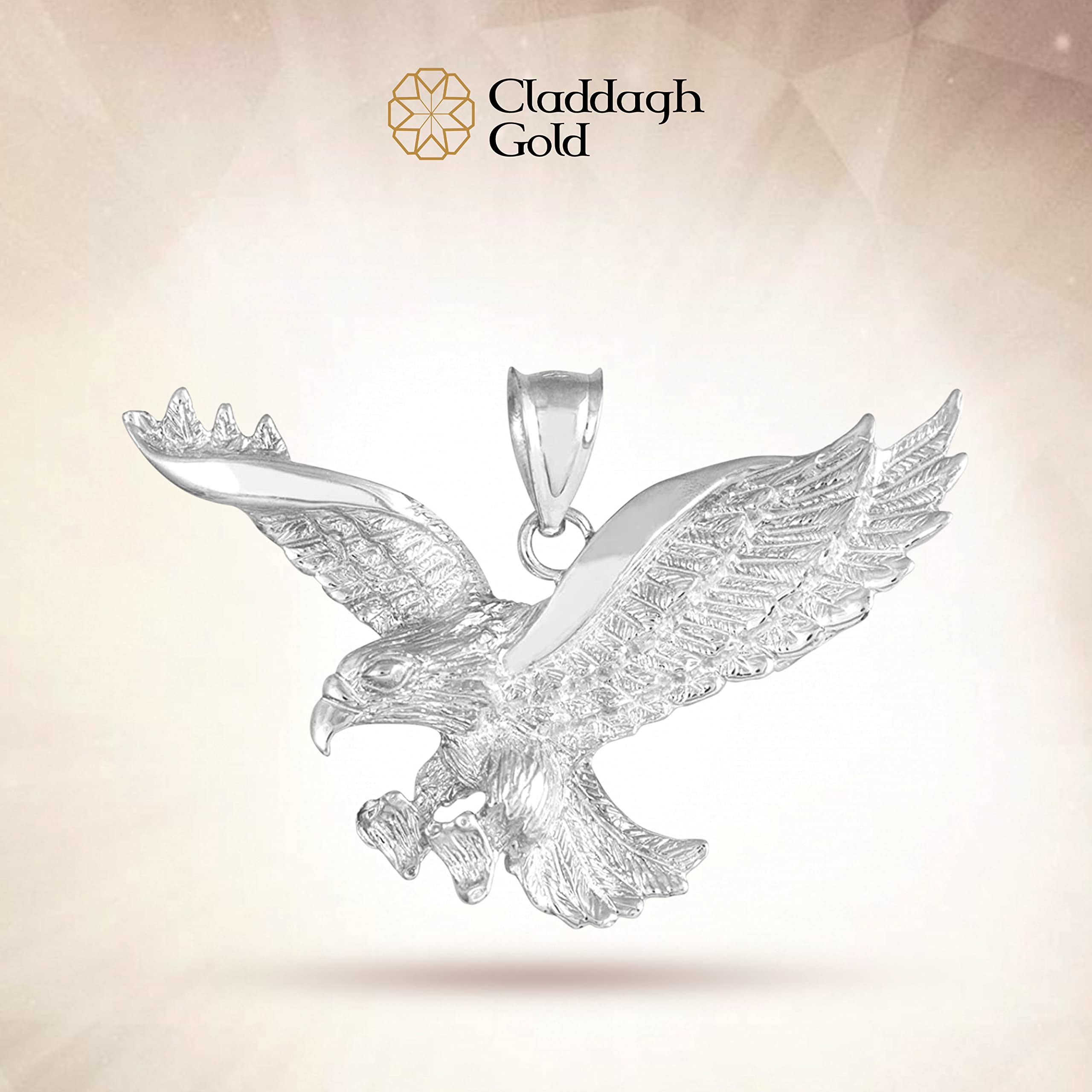 Claddagh Gold 925 Sterling Silver Flying Eagle Pendant