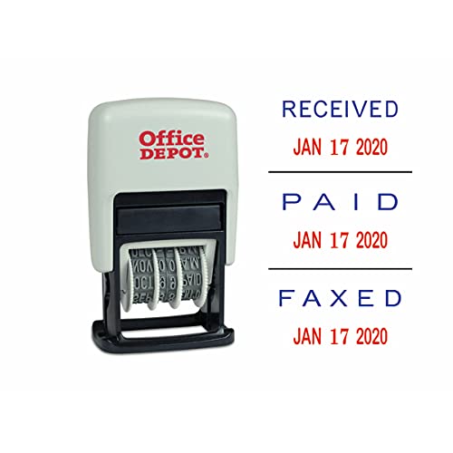 Office Depot Self-Inking 3-in-1 Micro Dater, Red/Blue, 032538