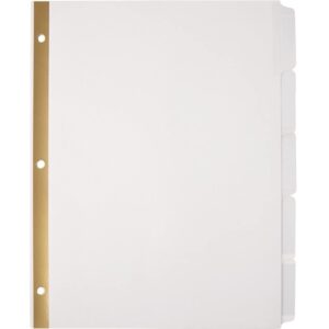 Office Depot Plain Dividers With Tabs And Labels, White, 5-Tab, Pack Of 25 Sets, 11353