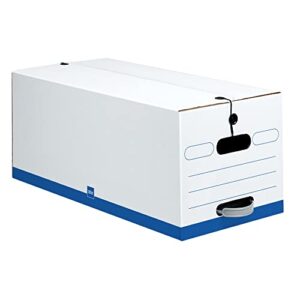 office depot® brand quick set-up storage boxes with string & button closure, letter, 24" x 12" x 10", 60% recycled, white/blue, pack of 12